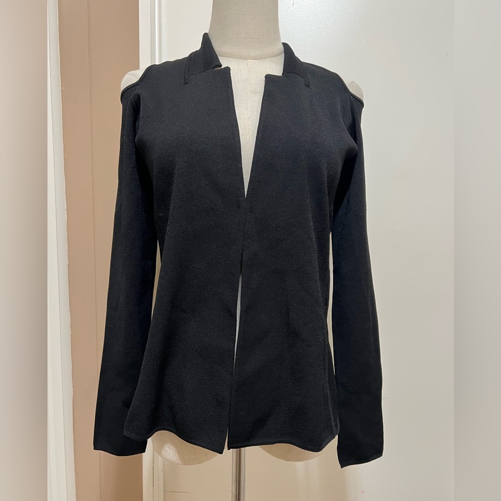 Carlisle New York Women's Black Knit Open Shoulder Cardigan Jacket Small.